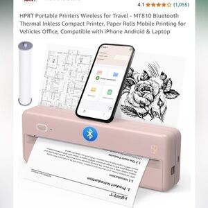 NWB HPRT Pink Portable Bluetooth Printer